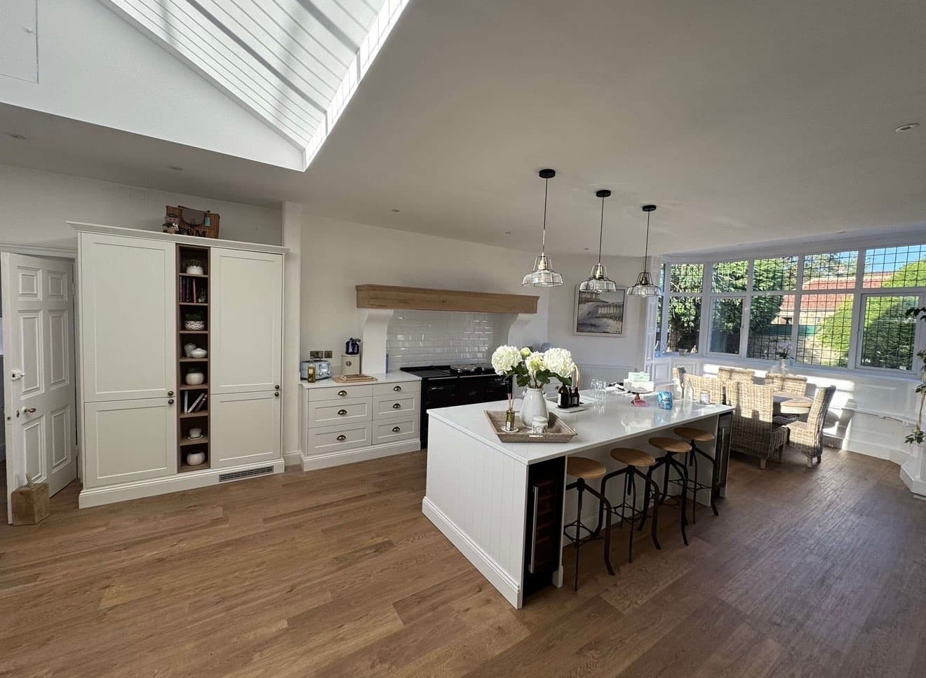 Open-plan kitchen extension with island, built by 4orty Construction
