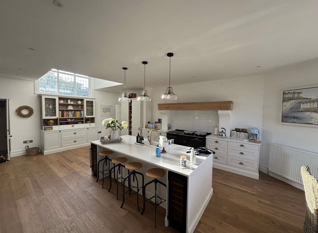 An open-plan kitchen extension with a vaulted roof lantern, built by 4orty Construction — one of the residential projects the team has delivered