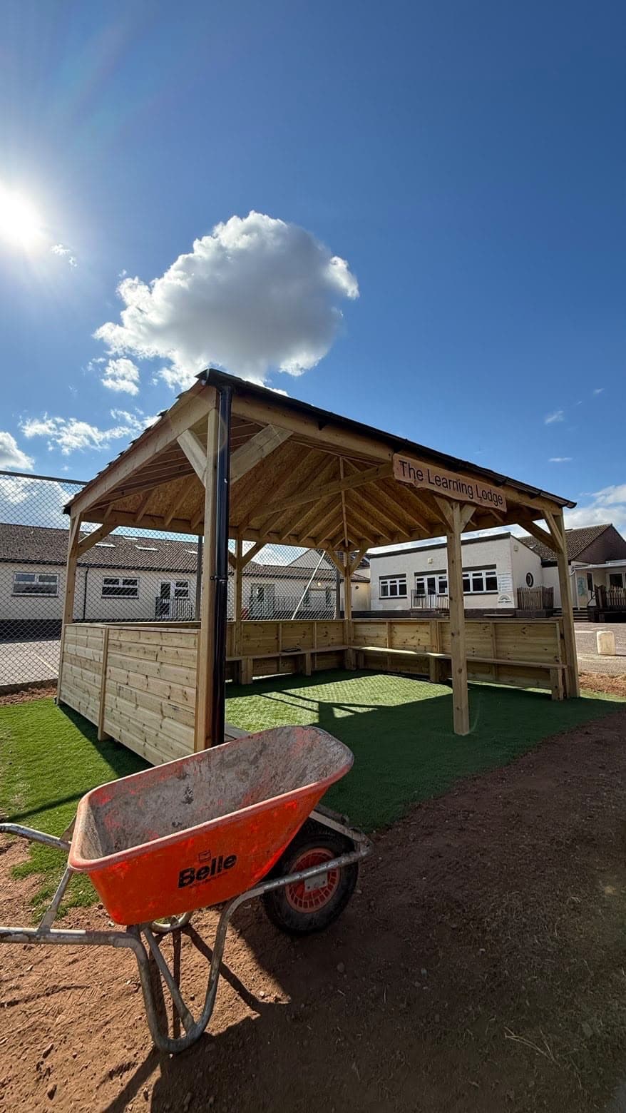 The Learning Lodge timber shelter, built by 4orty Construction